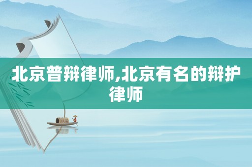 北京普辯律師,北京有名的辯護律師
