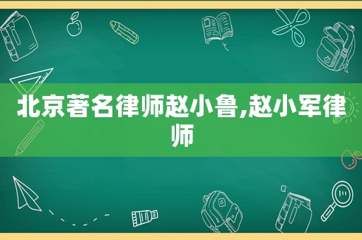 北京著名律師趙小魯,趙小軍律師