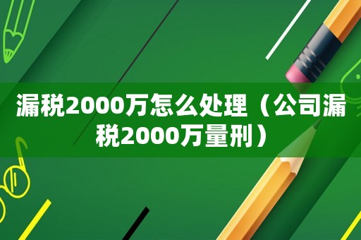 漏稅2000萬怎么處理（公司漏稅2000萬量刑）