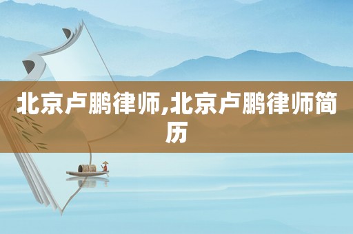 北京盧鵬律師,北京盧鵬律師簡歷