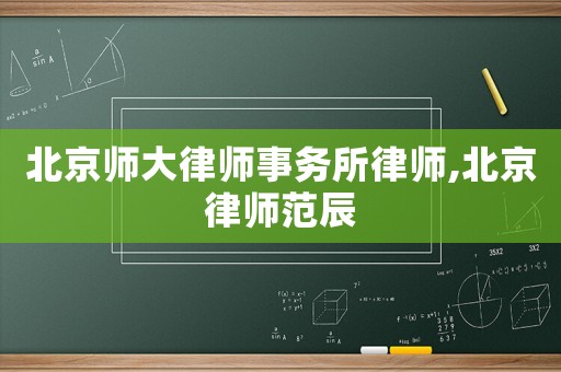 北京師大律師事務所律師,北京律師范辰
