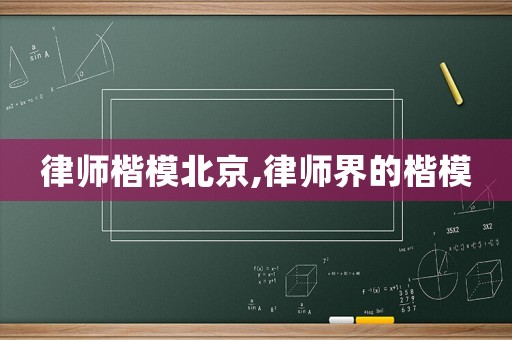 律師楷模北京,律師界的楷模