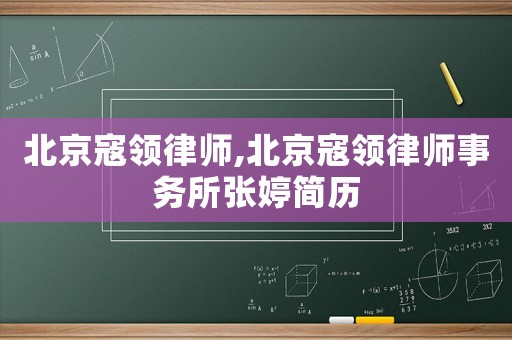 北京寇領律師,北京寇領律師事務所張婷簡歷