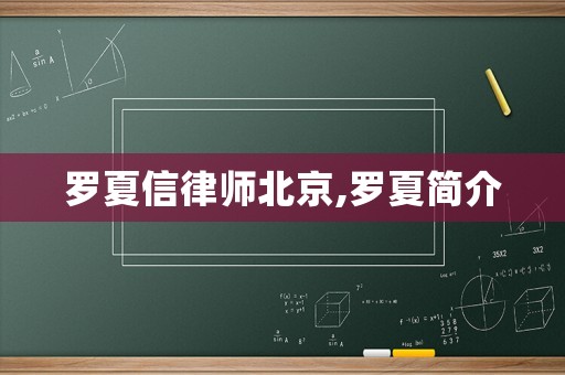 羅夏信律師北京,羅夏簡介