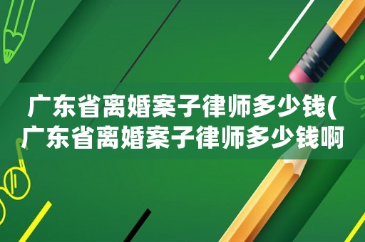 廣東省離婚案子律師多少錢(廣東省離婚案子律師多少錢啊)