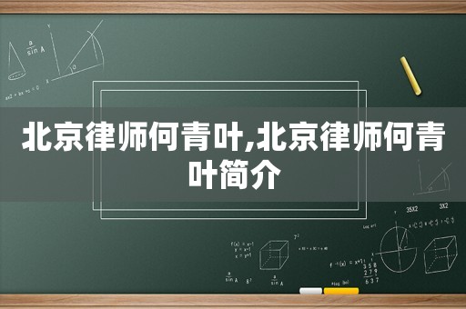 北京律師何青葉,北京律師何青葉簡介