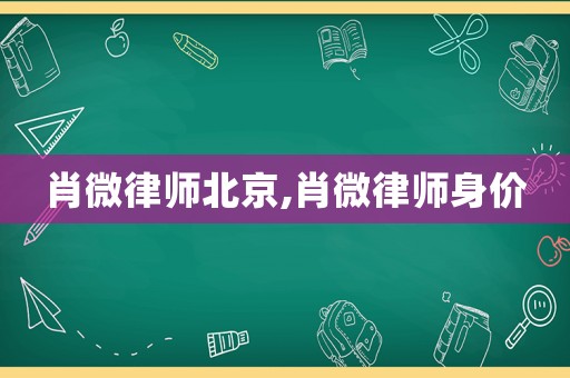 肖微律師北京,肖微律師身價