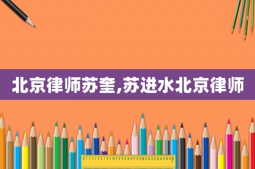 北京律師蘇奎,蘇進水北京律師