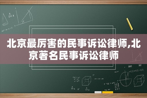 北京最厲害的民事訴訟律師,北京著名民事訴訟律師