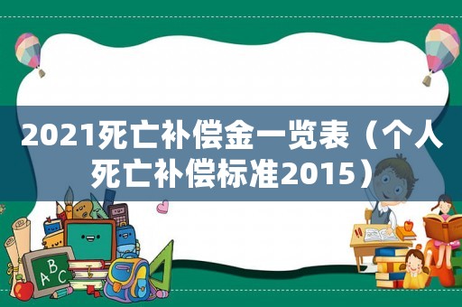 2021死亡補償金一覽表（個人死亡補償標準2015）