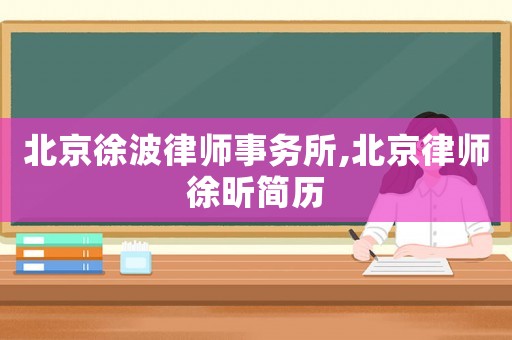 北京徐波律師事務所,北京律師徐昕簡歷
