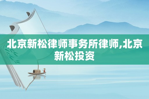 北京新松律師事務所律師,北京新松投資