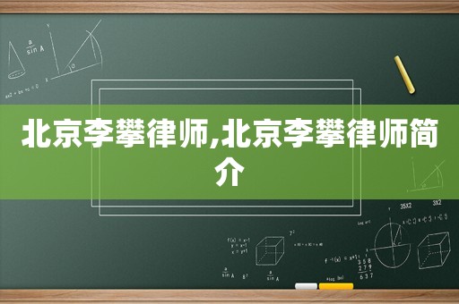 北京李攀律師,北京李攀律師簡介