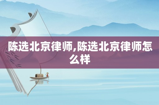 陳選北京律師,陳選北京律師怎么樣