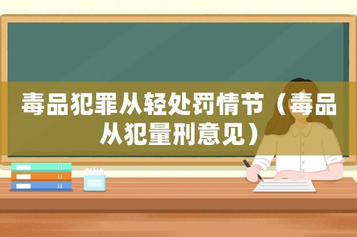 毒品犯罪從輕處罰情節（毒品從犯量刑意見）