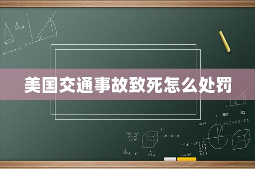 美國交通事故致死怎么處罰