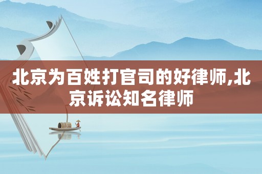 北京為百姓打官司的好律師,北京訴訟知名律師
