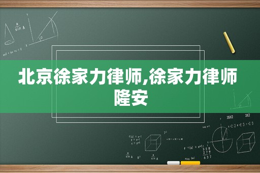 北京徐家力律師,徐家力律師 隆安