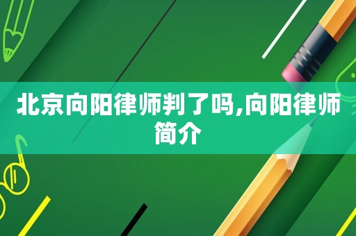 北京向陽律師判了嗎,向陽律師簡介