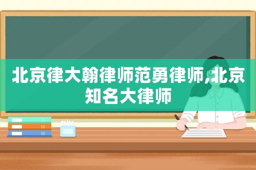 北京律大翰律師范勇律師,北京知名大律師