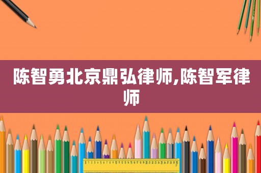 陳智勇北京鼎弘律師,陳智軍律師