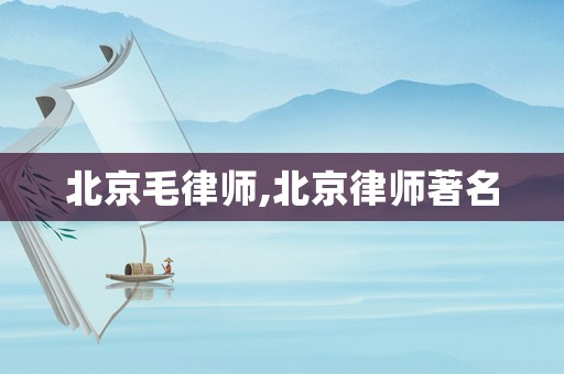 北京毛律師,北京律師著名