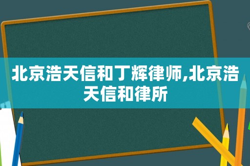 北京浩天信和丁輝律師,北京浩天信和律所