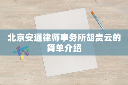 北京安通律師事務所胡貴云的簡單介紹