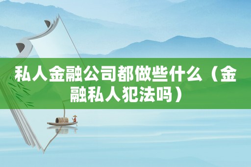 私人金融公司都做些什么（金融私人犯法嗎）