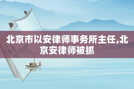 北京市以安律師事務所主任,北京安律師被抓