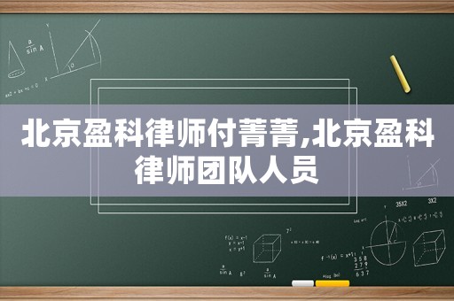 北京盈科律師付菁菁,北京盈科律師團隊人員