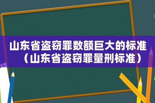 山東省盜竊罪數額巨大的標準（山東省盜竊罪量刑標準）