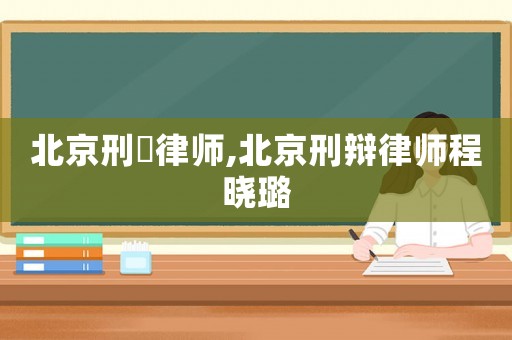 北京刑辯律師,北京刑辯律師程曉璐