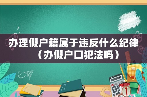 辦理假戶籍屬于違反什么紀律（辦假戶口犯法嗎）