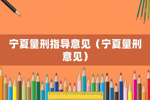 寧夏量刑指導(dǎo)意見（寧夏量刑意見）