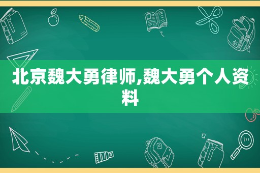 北京魏大勇律師,魏大勇個人資料