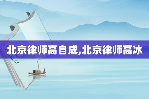 北京律師高自成,北京律師高冰