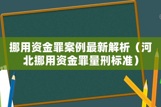 挪用資金罪案例最新解析（河北挪用資金罪量刑標準）
