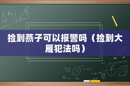 撿到燕子可以報警嗎（撿到大雁犯法嗎）