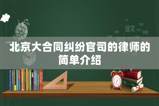北京大合同糾紛官司的律師的簡單介紹