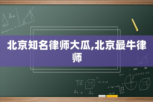 北京知名律師大瓜,北京最牛律師