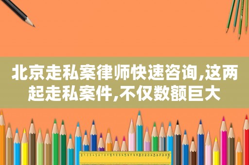 北京走私案律師快速咨詢,這兩起走私案件,不僅數(shù)額巨大