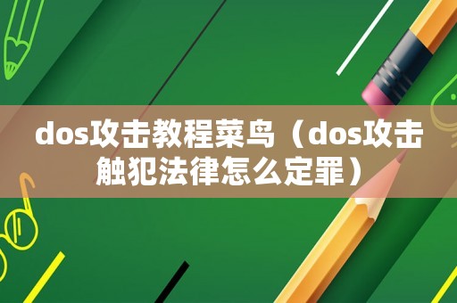 dos攻擊教程菜鳥（dos攻擊觸犯法律怎么定罪）