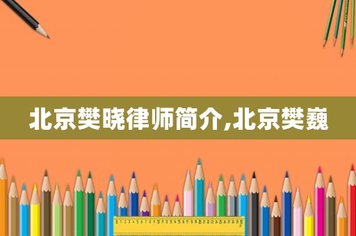 北京樊曉律師簡介,北京樊巍