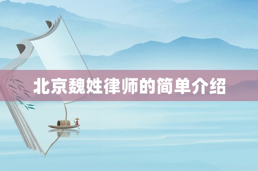北京魏姓律師的簡單介紹