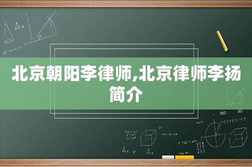 北京朝陽李律師,北京律師李揚簡介