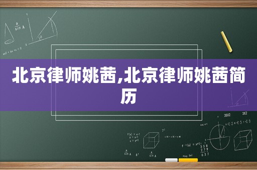北京律師姚茜,北京律師姚茜簡歷