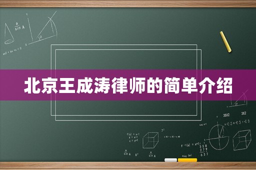 北京王成濤律師的簡單介紹