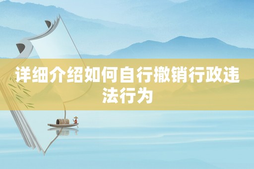 詳細(xì)介紹如何自行撤銷行政違法行為
