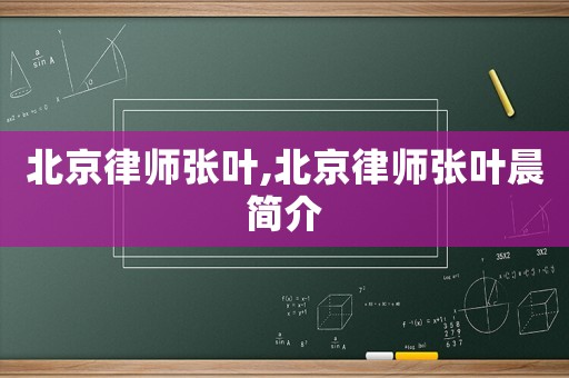 北京律師張葉,北京律師張葉晨簡(jiǎn)介